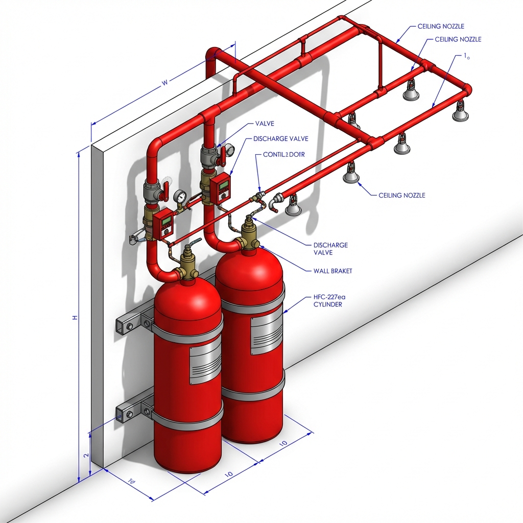 HFC-227ea 2-Cylinder Isometric System